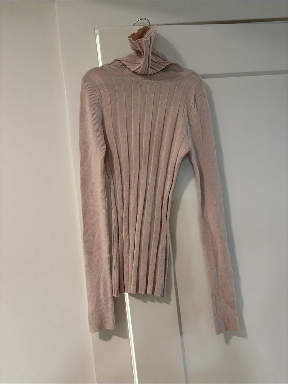 Topshop Ribbed Turtleneck Sweater in Light Beige